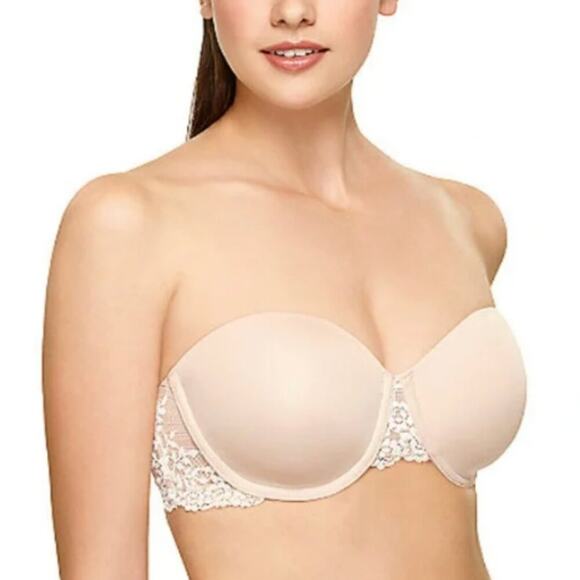 Wacoal Embrace Lace Strapless Push Up Bra Nude Size 34C - Picture 1 of 13